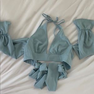 Pretty Little Thing cropped/open shoulder top